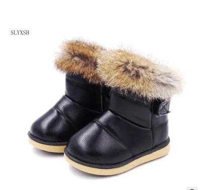 Новые модные зимние ботинки для девочек теплые плюшевые с мягкой подошвой