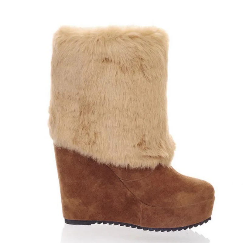 Женские ботинки CoolCept зимние теплые модные пикантные до середины икры с бантом и