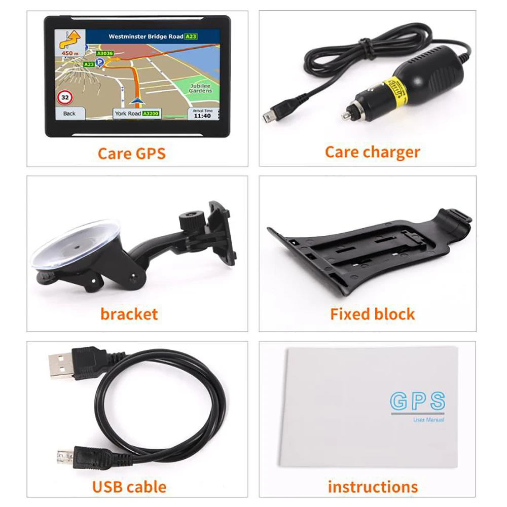 7 дюймовый gps внешний портативного навигатора 256 MB 8G HD емкостный Экран Портативный