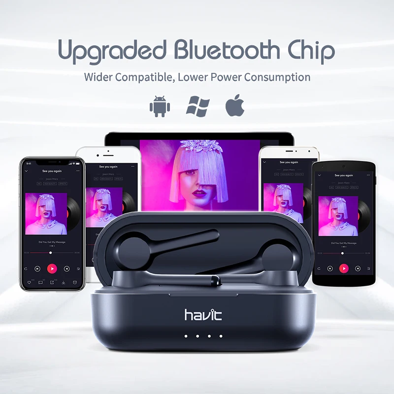 HAVIT Новинка I92 Bluetooth наушники беспроводные TWS Спортивная гарнитура IPX5 сенсорный