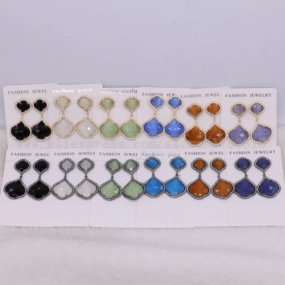 Модные Разноцветные граненые серьги в форме облаков камень и металл висячие