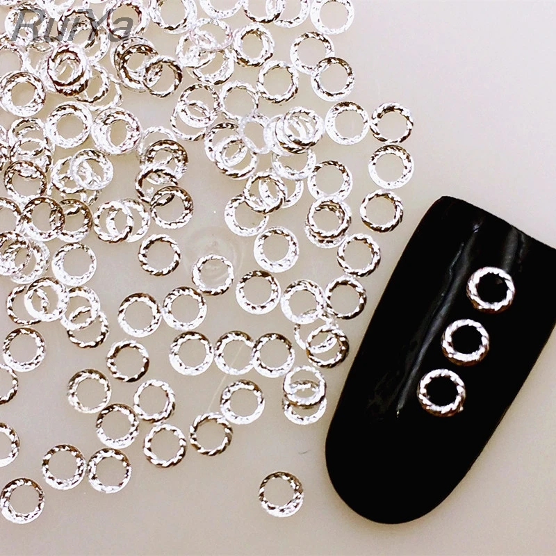 

500Pcs/Lot Gold Silver Hollow Twisted ring Rivets Round Studs Metal Alloy Nail Art Decorations 3D DIY Nail Stickers/Charm jewely