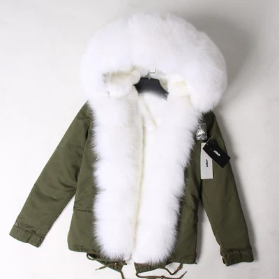 OFTBUY, зимняя куртка для женщин, пальто из натурального меха лисы, воротник из искусственного меха, армейская зеленая парка, новая модная Рождественская одежда