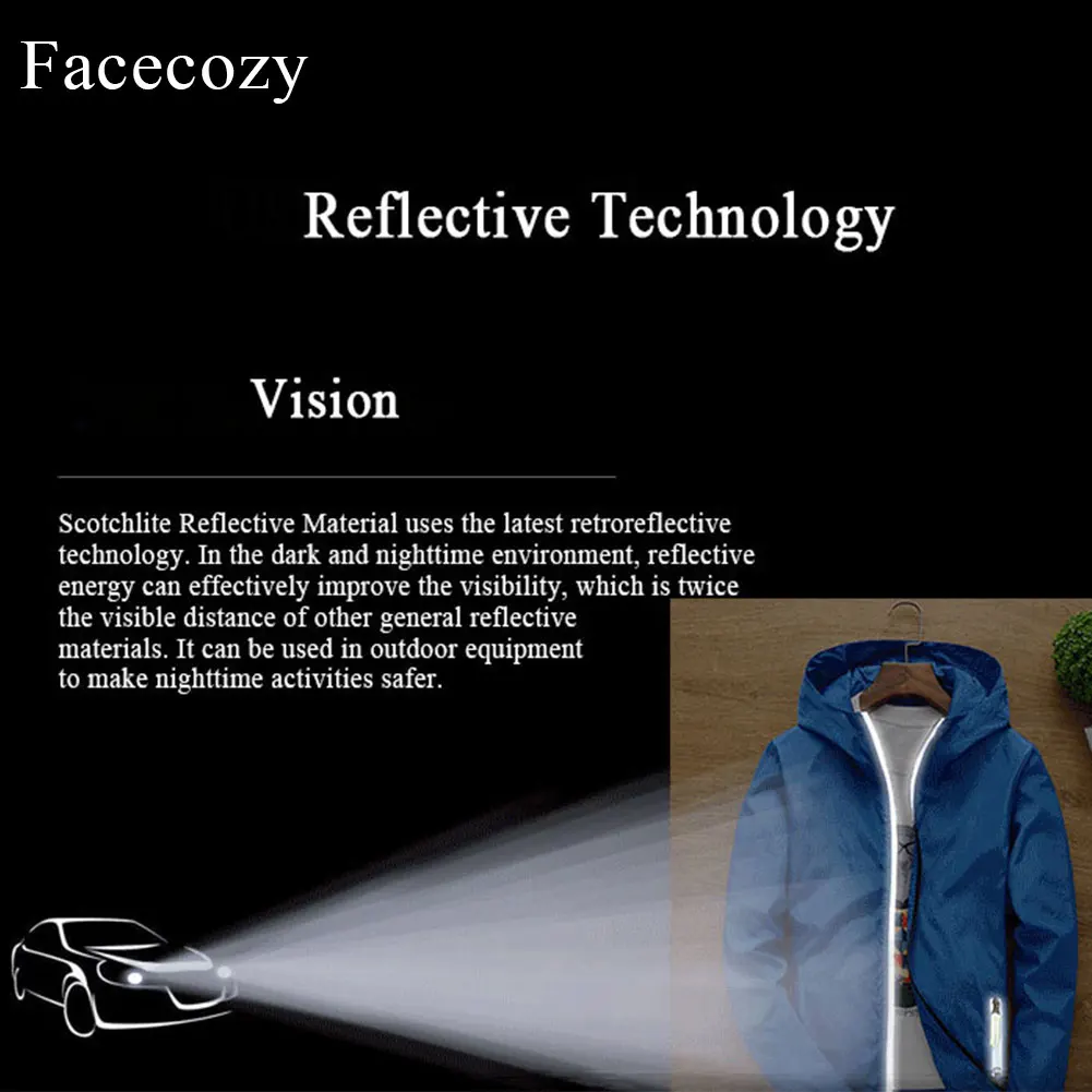 Facecozy мужское женское однотонное пальто с отражением для спорта на открытом