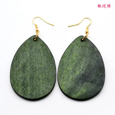 Серьги "Капля воды" из дерева с антиаллергическим покрытием и персональностью, популярные среди европейцев и американцев.