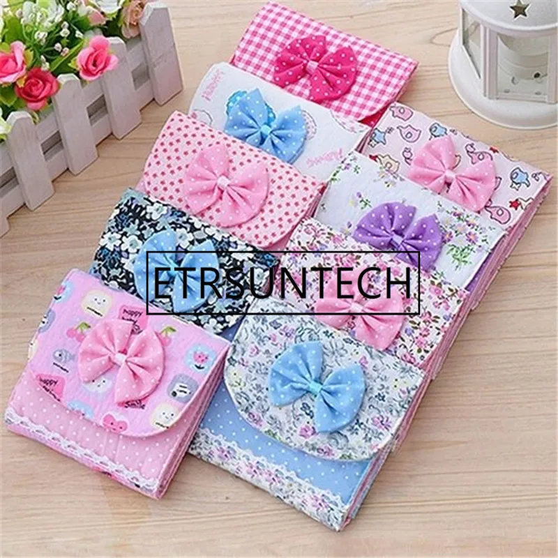 

200pcs/lot Bowknot Portable Sanitary Napkins Pads Carrying Easy Bag Small Articles Gather Pouch Case Girl's Secret Bag