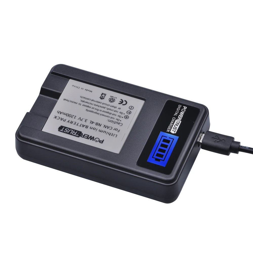 Аккумулятор PowerTrust на 1200 мА · ч NB 4L 4 л NB4L + зарядное устройство USB с ЖК дисплеем для