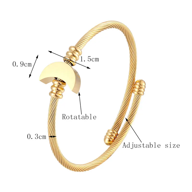 Браслет женский из нержавеющей стали регулируемый размер в форме полумесяца |