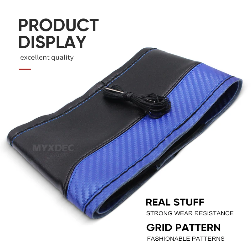 Sport Design Carbon Fiber Genuine Soft Leather Steering Wheel Cover DIY Handmade Case Needles Thread Car Styling Diameter 38cm | Автомобили
