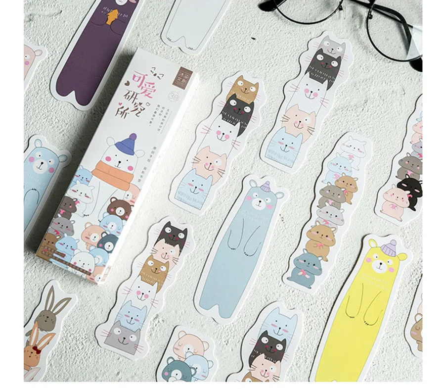 30 шт./упак. милые институт студент закладки kawaii Бумага Закладка для книги из мультфильма рекламных подарков Канцтовары Закладка для книги канцелярские принадлежности