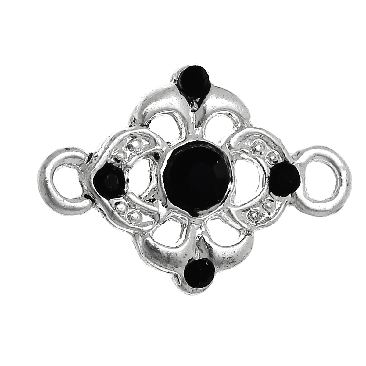 DoreenBeads разъемы из цинкового сплава фурнитура цветок Серебряный цвет полые черные