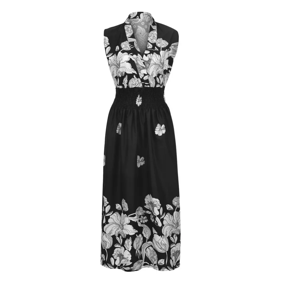 Женское модное повседневное сексуальное платье без рукавов с v образным вырезом