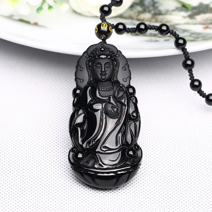 Лидер продаж подвеска Nanhai Guanyin из натурального обсидиана с благословением на