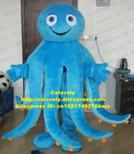 Умная синяя Мерцающая рыба сепия девильфиш осьминода костюм талисман с длинным
