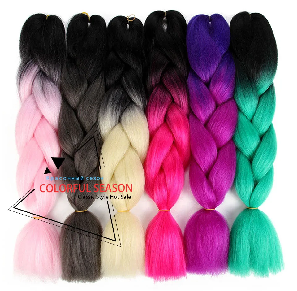 Sambraid jumbo косы ombre канекалон 24 inch плетение волос для вязания канекалон крючком косы синтетических крючком волос 100g