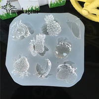 1pcs uv resin jewelry liquid silicone mold cherry apple fruit resin charms molds for diy intersperse decorate making jewelry