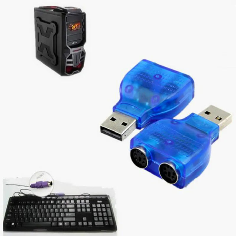 

Slim USB 2.0 to PS/2 adapter dongle To use your PS/2 Keyboard/Mouse on a USB port computer accessories Drop Shipping