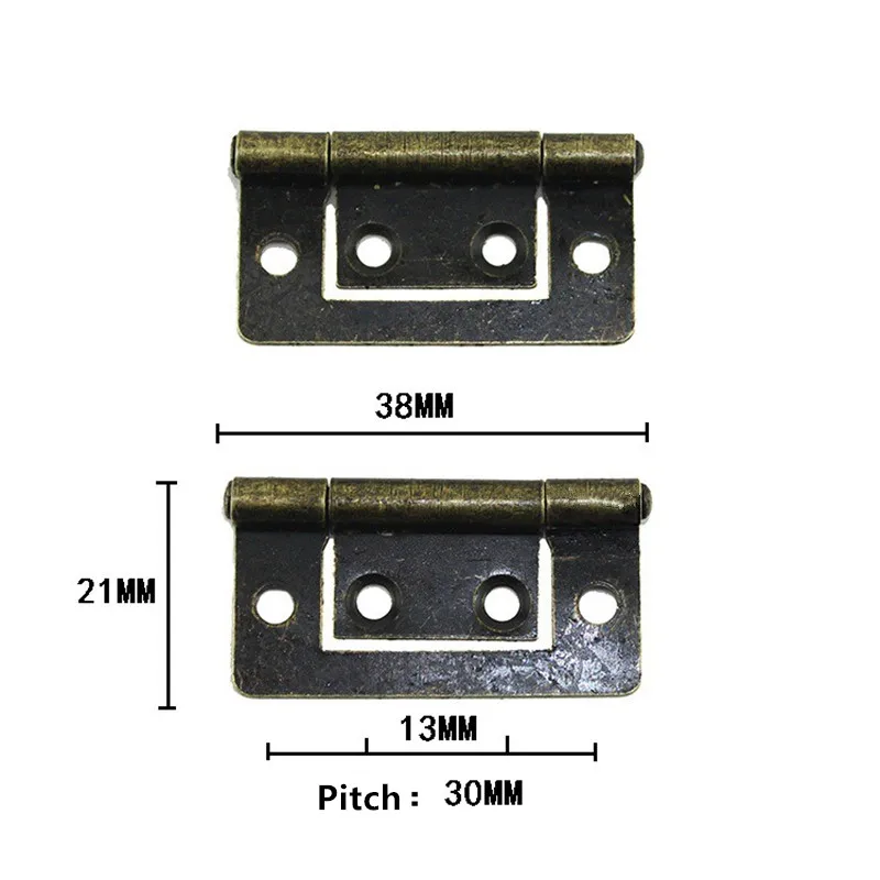 

Vintage Bronze Cabinet Door Luggage Iron Hinge,4 Holes Decor,Furniture Decoration Single Side Hinge,Antique Old ,38*21mm,10Pcs