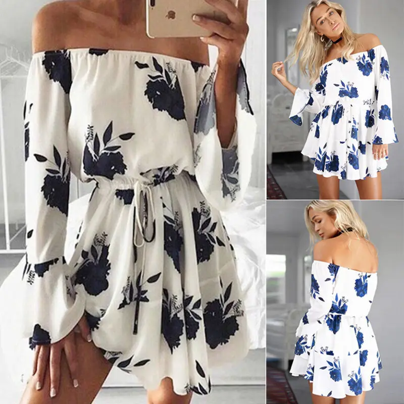 Женская летняя Новинка 2019 года модное Повседневное платье с длинными рукавами и