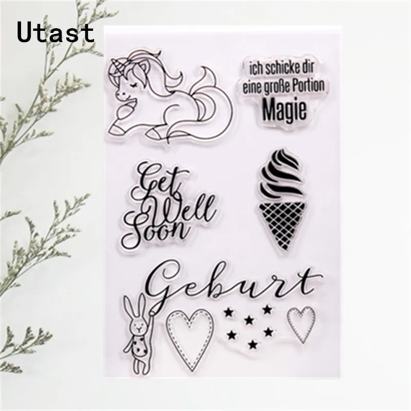 Волшебная Лошадь Кролик прозрачные силиконовые штампы/прозрачный резиновый