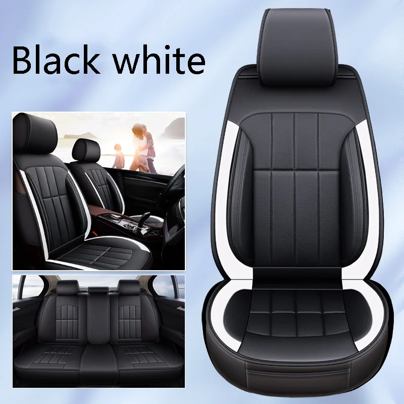 black White Высокое качество кожаные автомобильные чехлы для сидений автомобиля Подушка интерьерные аксессуары для citroen berlingo c elysee c2 c3 c4 picasso pallas c4l - Название цвета: black White