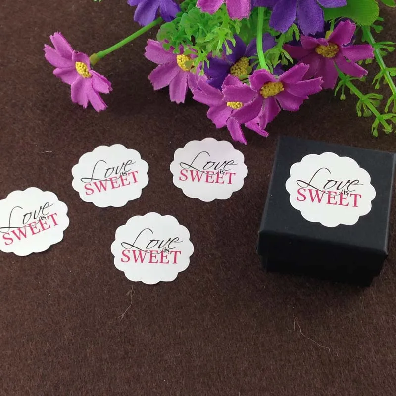 Волнистая белая бумага 100 шт./лот диаметр 3 см розовый &quotLove is Sweet&quot наклейки