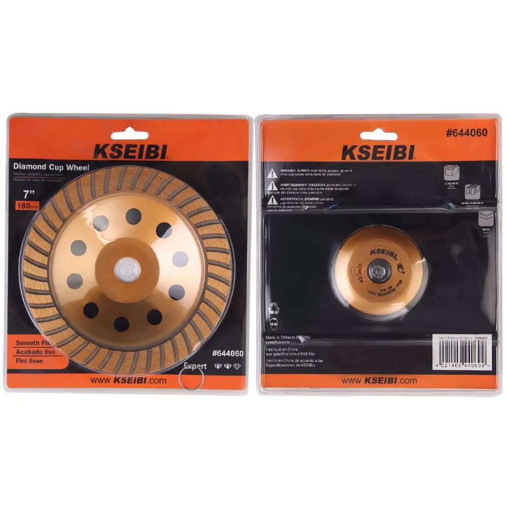 

KSEIBI 644060 Super Turbo Diamond Cup wheel 7 Inch (180 mm) With Reduced Ring