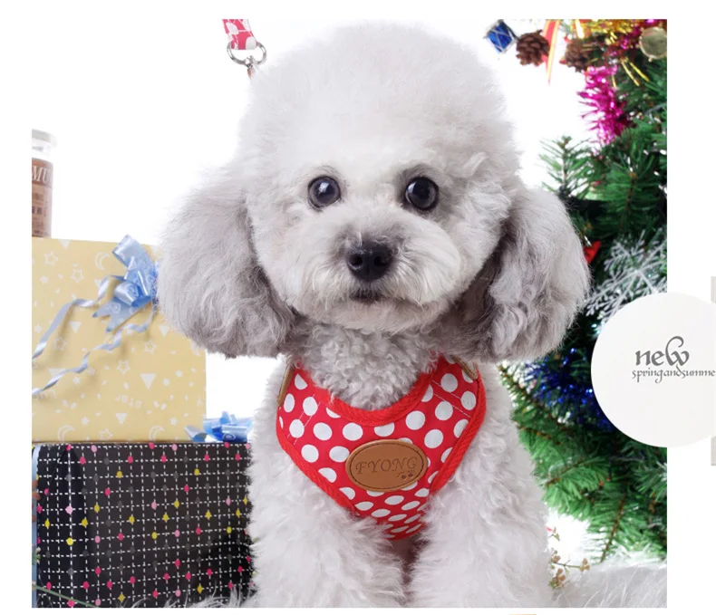 Жилет для собачьей упряжки и приводит комплект клетчатая одежда с принтом в виде собак точка ошейники для собак в полоску с котом, поводок для домашних животных продукты для собак и кошки Чихуахуа Тедди