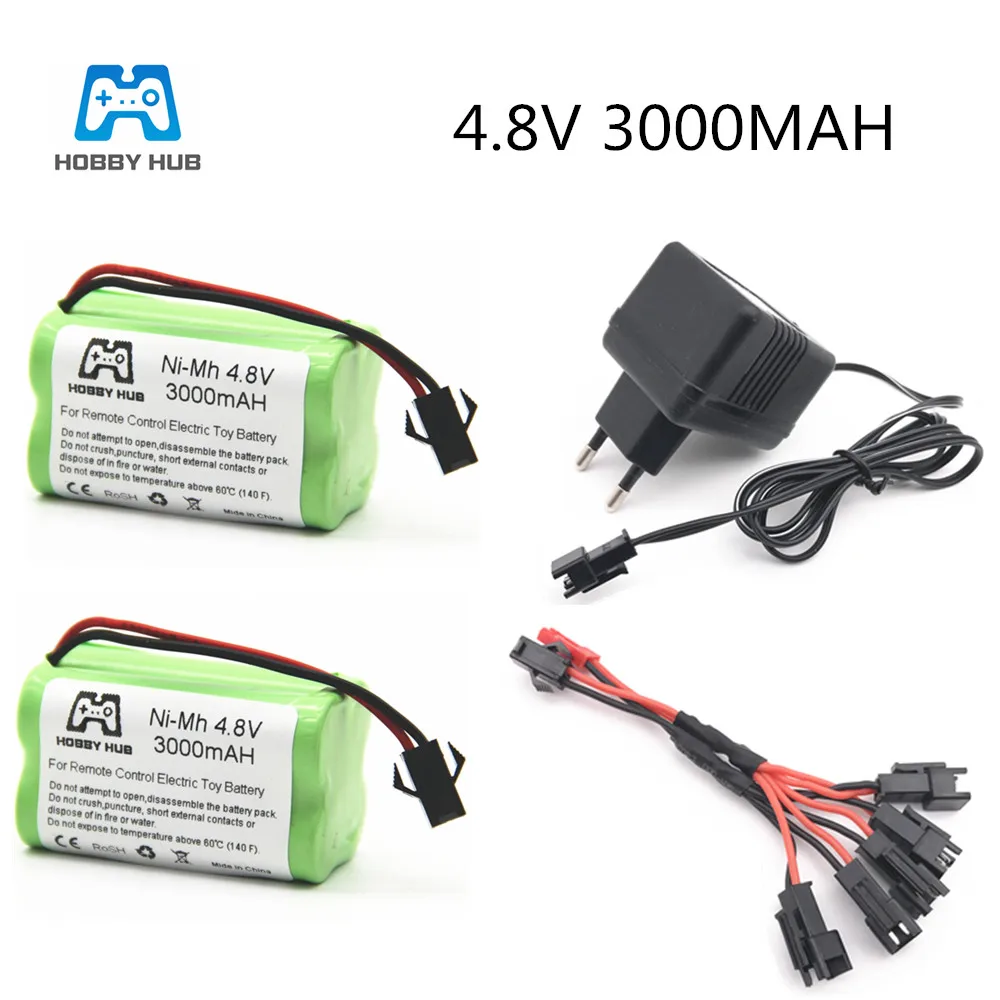 

hobby hub 4.8V 3000mAh 2400mAh 2800mAh ni-mh Battery 5 in 1 With Charger For Rc Toys Lighting Electric toys Battery Group 4.8 v