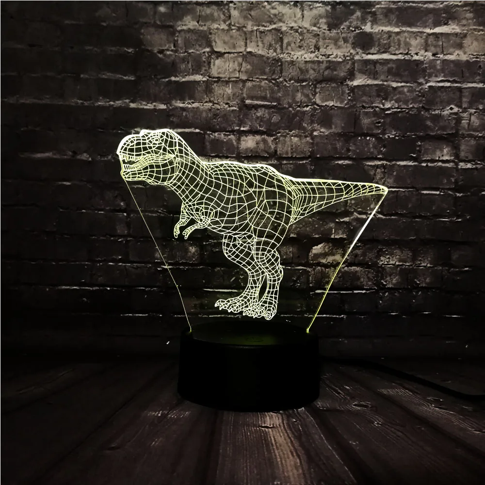 Tyrannosaus Jurassic park 3D Dinosaur Night Light LED 7 Color USB Change Decor Home Mood Table Luster Kids Birthday lamp | Лампы и