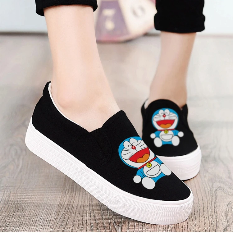 Лоферы без шнуровки летняя женская модная парусиновая обувь с ручной росписью