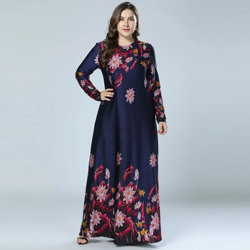 Женское кимоно с цветочным принтом Abaya мусульманское Макси-платье из Дубая абайя