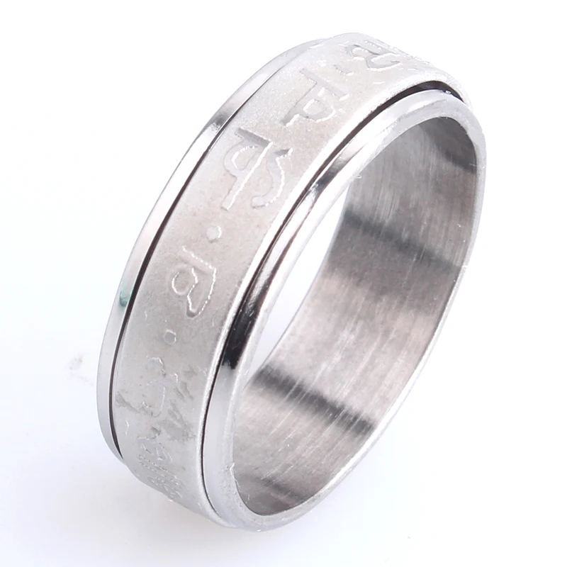 Женские кольца из нержавеющей стали 316L с ринестонами "Шесть слов" вращающиеся гиперболы для предупреждения о жизни, оптом.