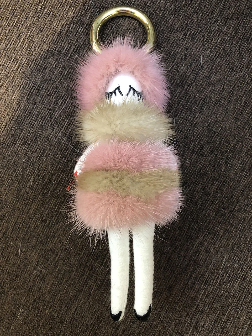 Натуральный мех норки роскошный кукла леди брелок сумка помпон Шарм на сумку