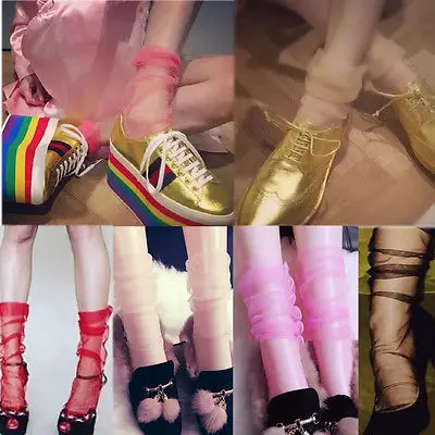 Разноцветные женские ультратонкие короткие шифоновые носки до щиколотки для