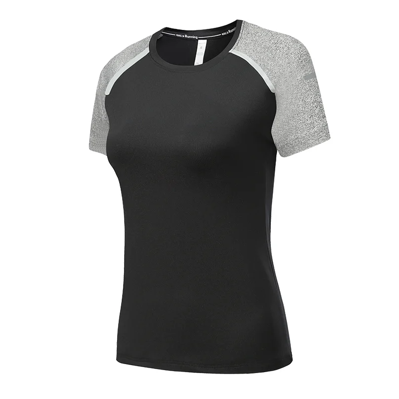 grey women tshirts Женские спортивные футболки, женские футболки для фитнеса, футболки для бега, спортзала, короткий рукав, дышащий Топ для йоги, женские спортивные майки, быстросохнущие - Цвет: grey women tshirts