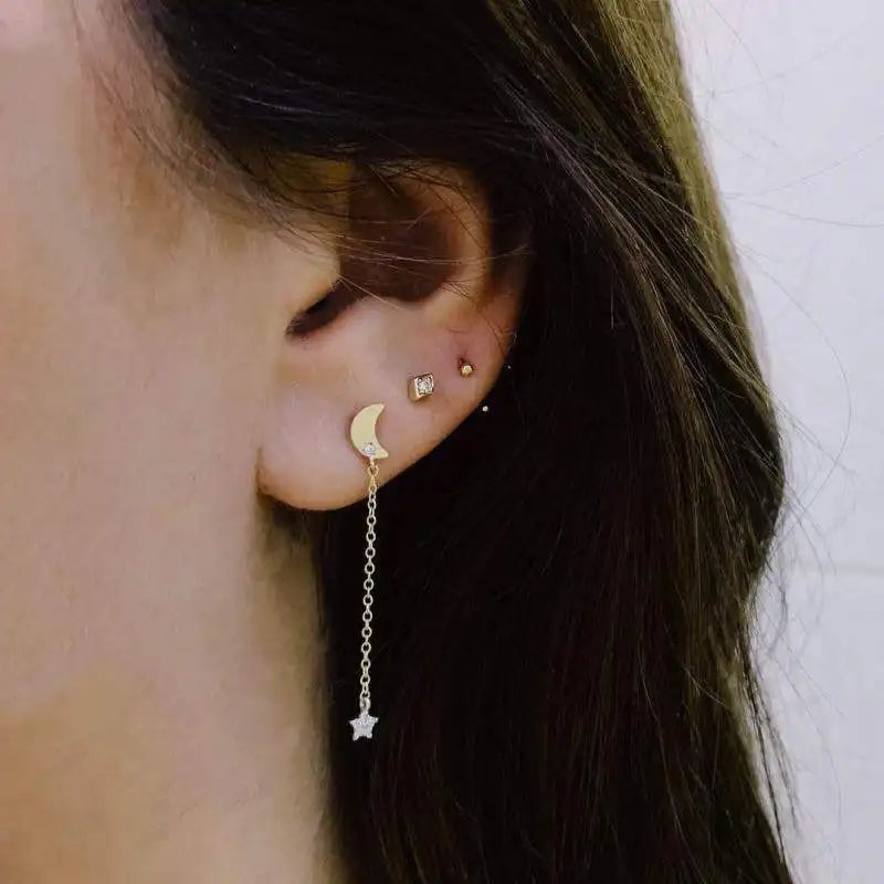 Новые серьги Модная бижутерия популярные красивые кристаллы пятиконечная