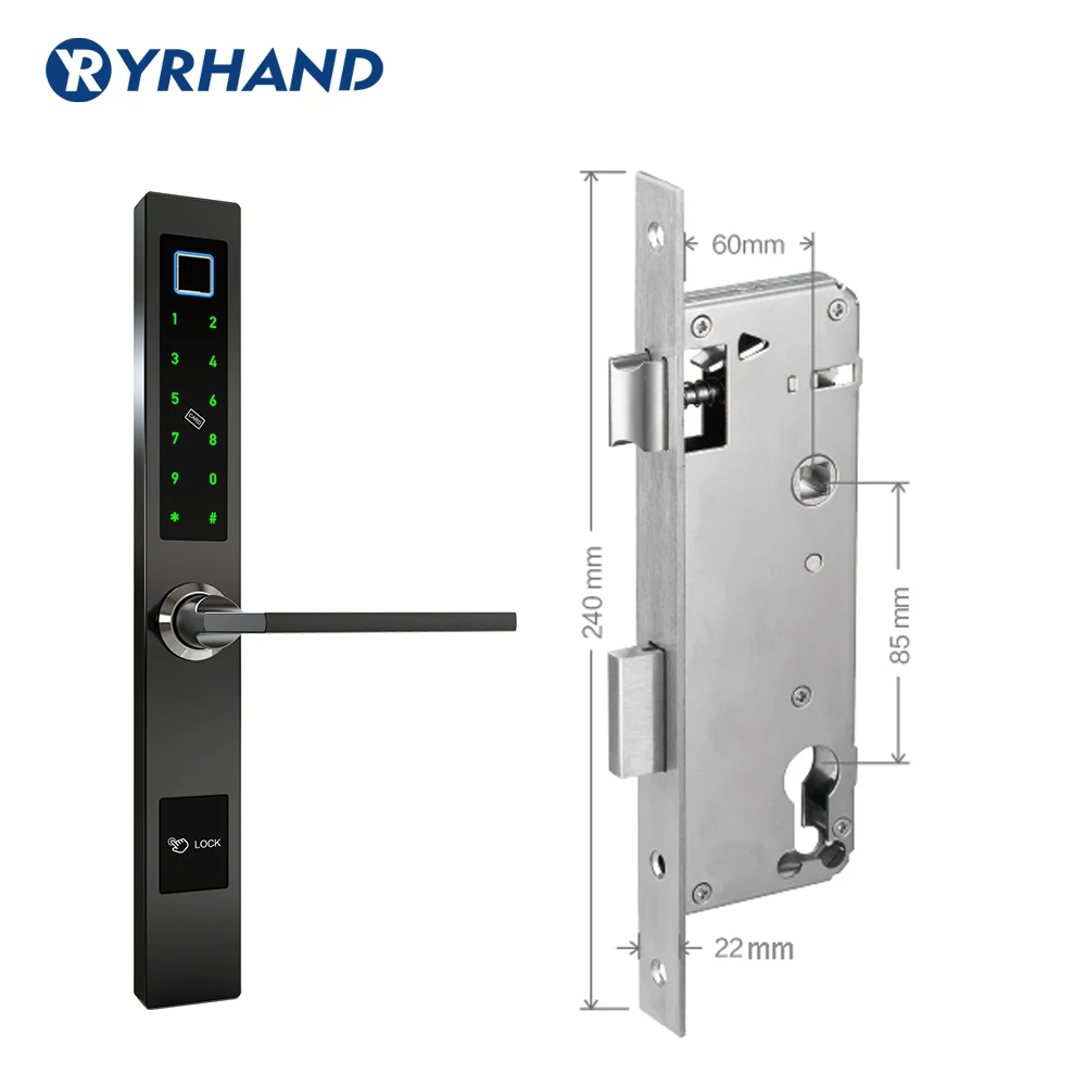 6085 swing black Водонепроницаемый Европейский стиль Bluetooth доступ к отпечаткам пальцев электронный умный дверной замок для алюминиевой стеклянной двери - Цвет: 6085 swing black