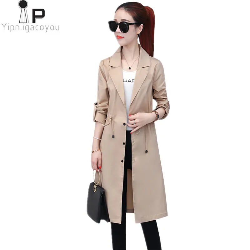 Весеннее длинное пальто женские ветровки 2020 корейский женский тонкий Тренч