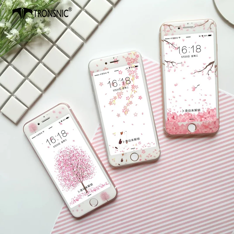 TRONSNIC Sakura защитная пленка из закаленного стекла для iPhone X XS MAX 3D Цветочная Защита
