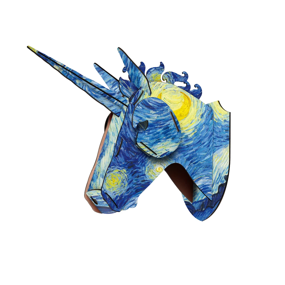 3D деревянные держатели для хранения в виде головы животного единорога оленя