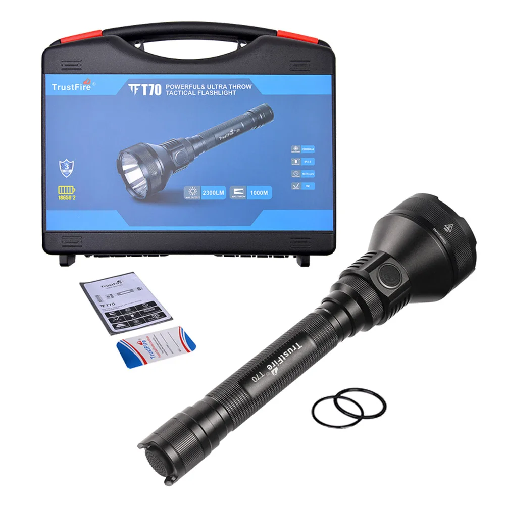 1xT70 Тактический флэш-светильник TrustFire T70 XHP-35HI светодиодный фонарь супер яркий 2300lm перезаряжаемый водонепроницаемый светильник для охотничьей винтовки - Испускаемый цвет: 1xT70