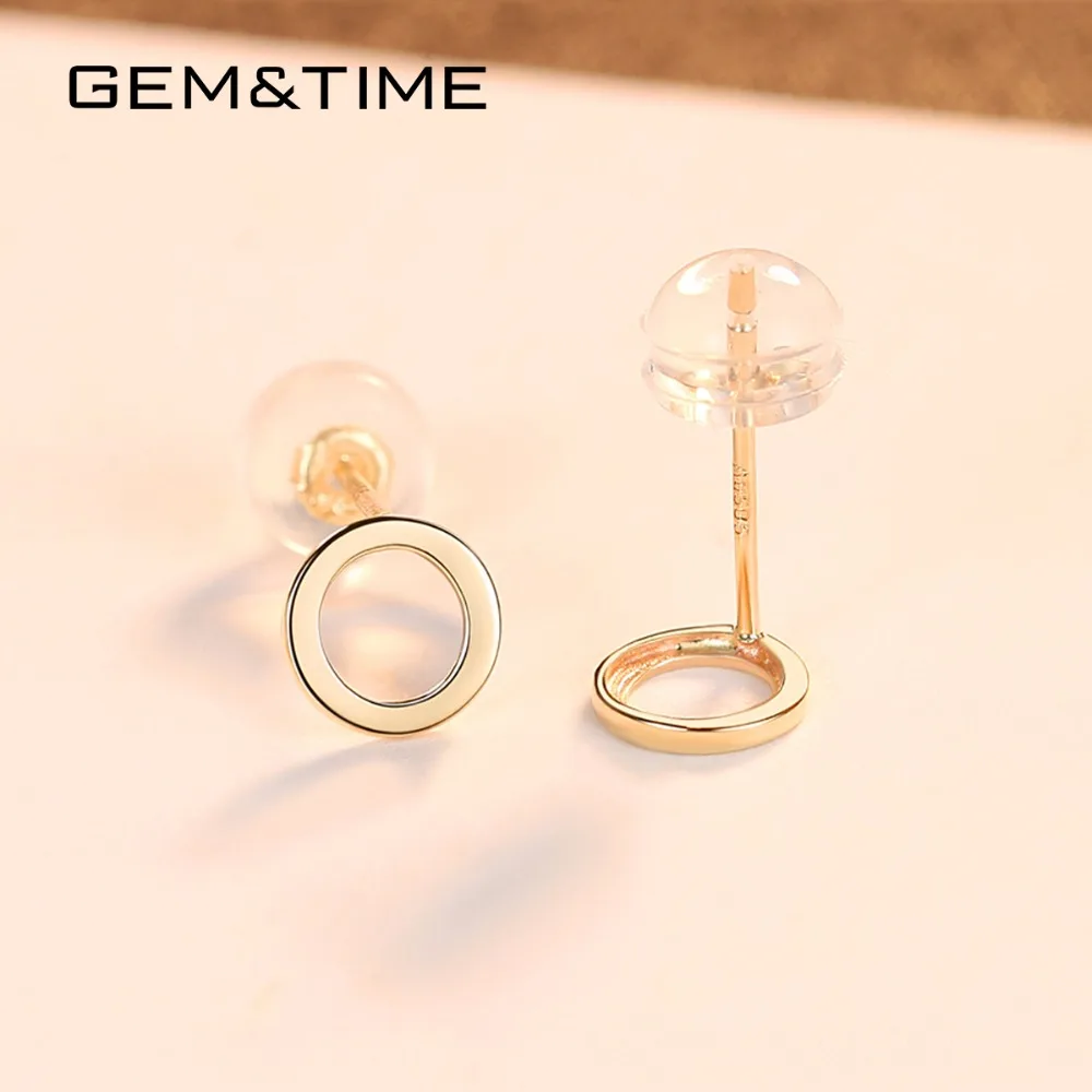 Gem& Time, простые круглые серьги-гвоздики из настоящего золота 14 к для женщин, для свадьбы, помолвки, изысканные ювелирные изделия AU585, Букле д 'Орель, Femme E14051