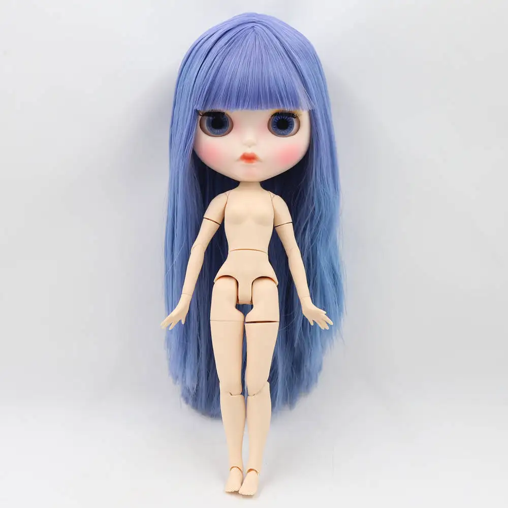 Кукла Blyth 1/6 bjd белая кожа суставное тело цвет сменные фиолетовые прямые волосы матовое лицо с бровями блеск для губ ледяной sd игрушка - Цвет: Белый