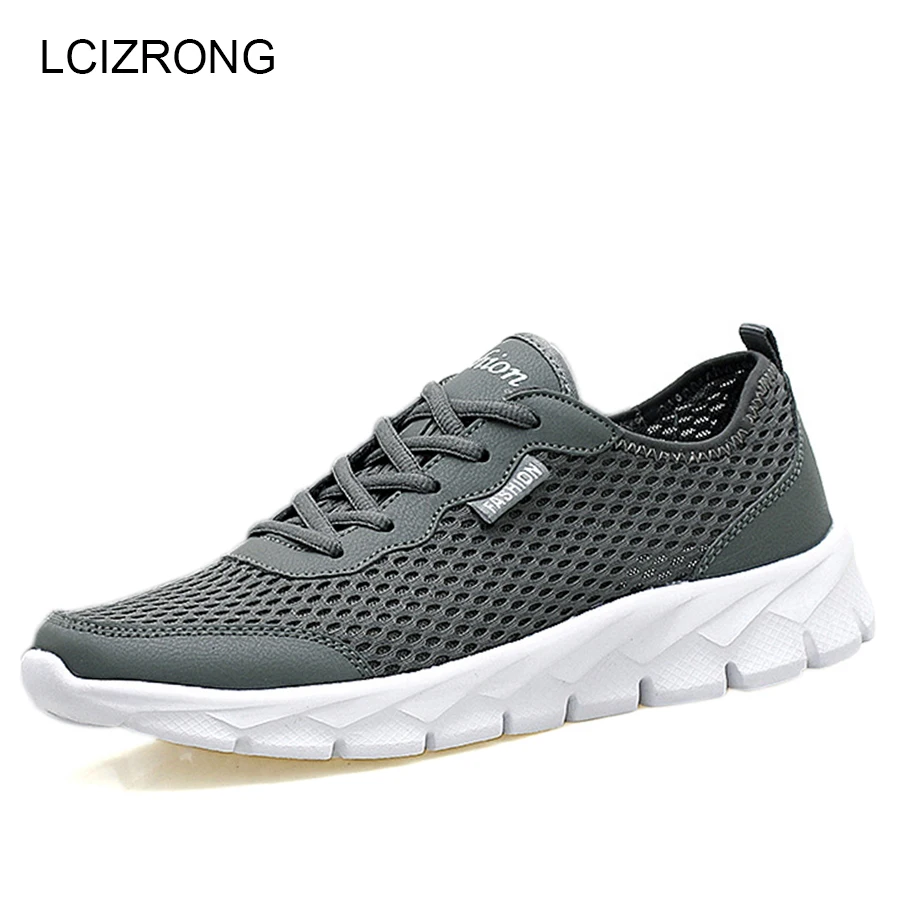 

LCIZRONG Fashion Lovers Mesh Casual Shoes Men 35-47 Large Size Comfortable Sneakers Non-slip Breathable Beach Flat Shoes Spring