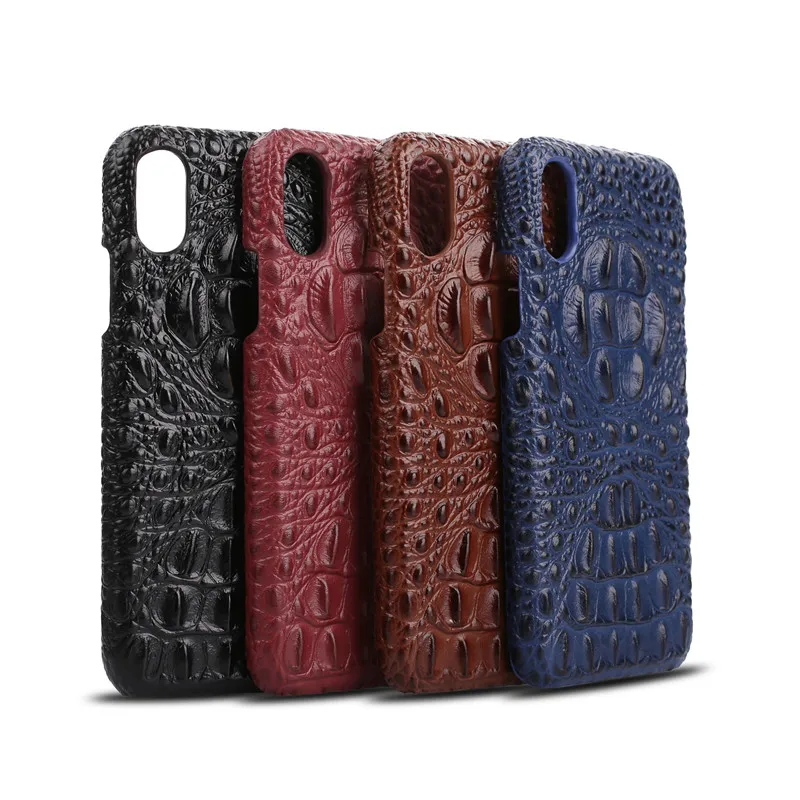 

CHEZVOUS Luxury Case For iPhone X 10 Cover Leather 3D Crocodile Pattern Phone Back Cover Genuine Leather Cases Coque Capa 2018