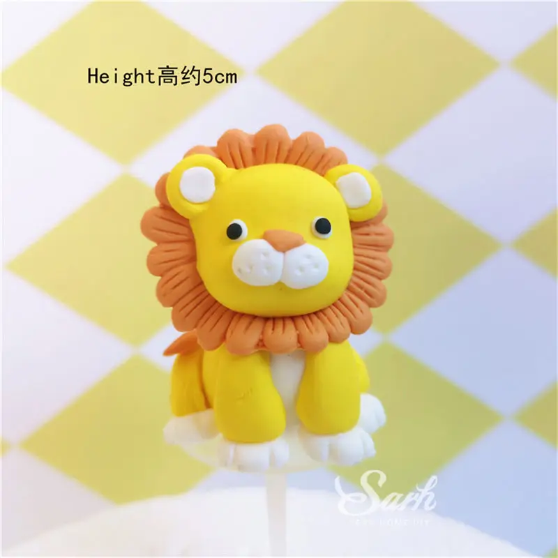 Sitting lion Жираф Лев гриб украшение обезьяна торт топперы для дня детей вечерние счастливые принадлежности для дня рождения свадьбы милые подарки - Цвет: Sitting lion