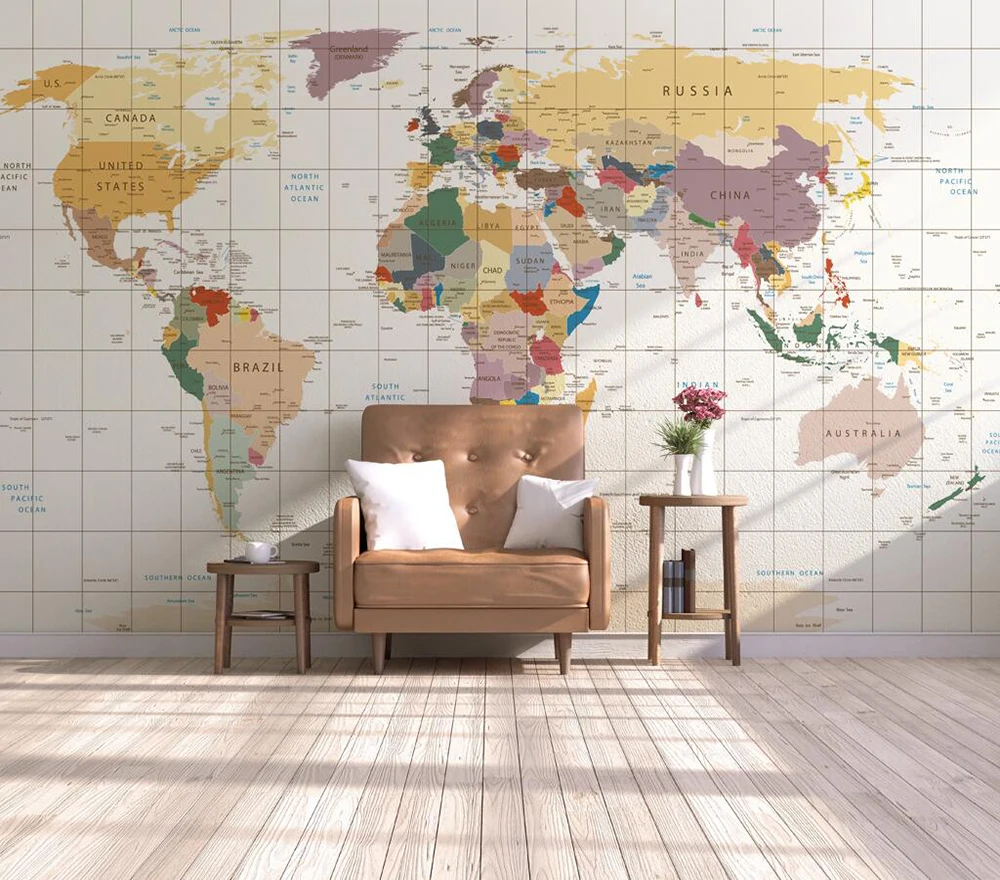 Custom wallpaper Simple hand-painted watercolor world map background wall | Обустройство дома