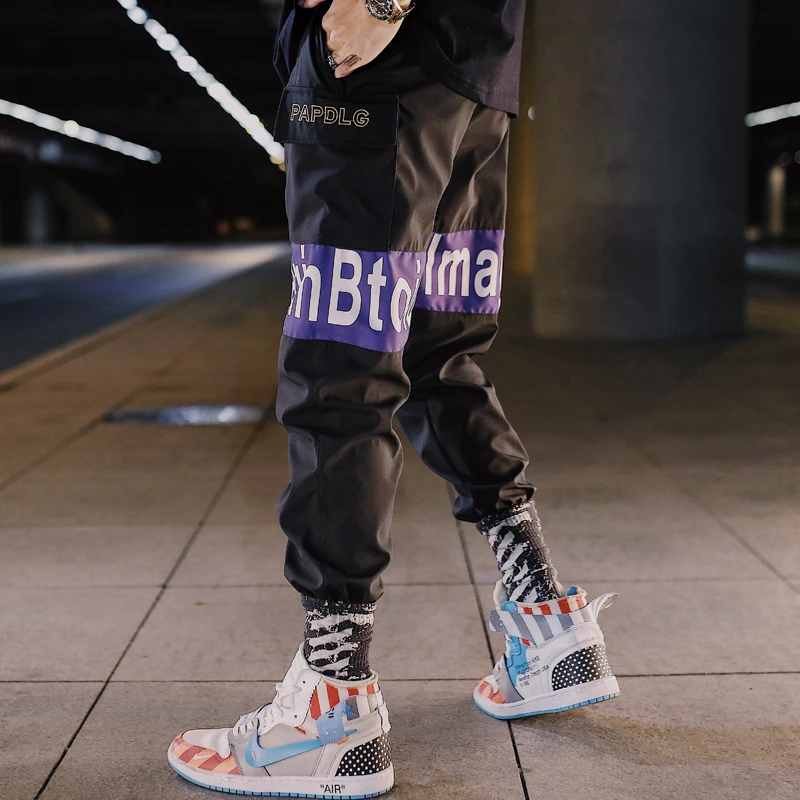 Ins тонкие светоотражающие полосы повседневные мужские штаны брюки хип хоп