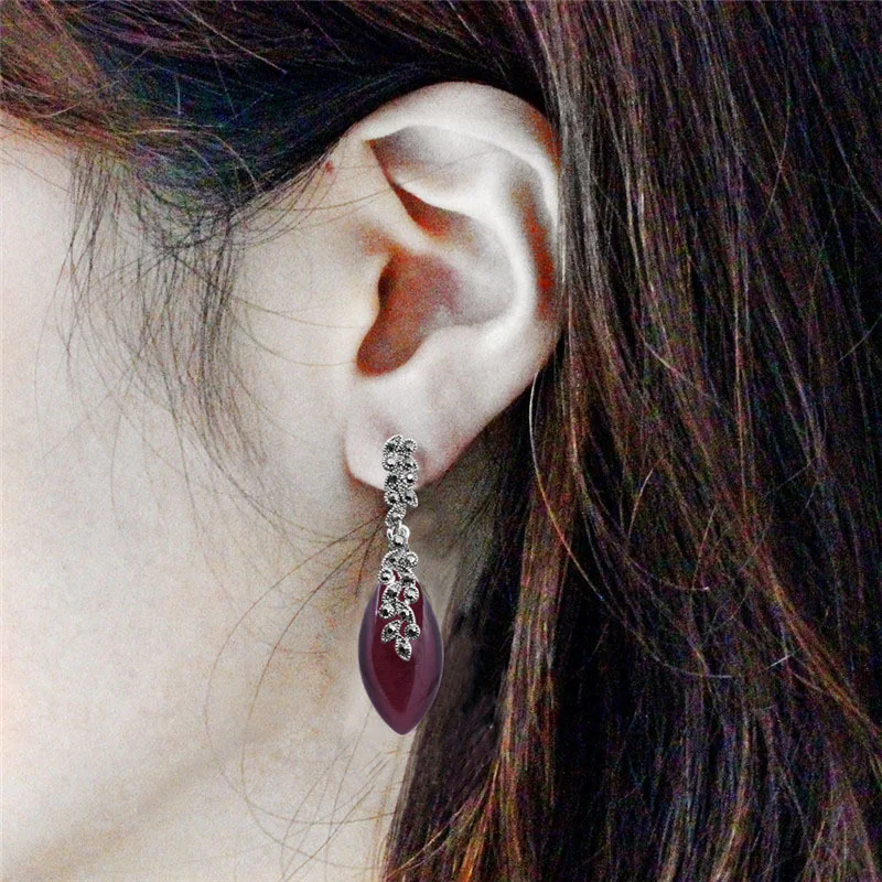 Лист кулон опал Смола горный хрусталь серьги для Для женщин Винтаж их Античная